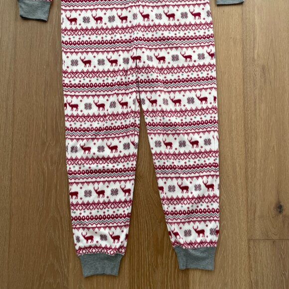 P.J. Salvage Pajamas Women Medium Onesie Moose Red White Gray Fleece One Piece - Picture 8 of 15